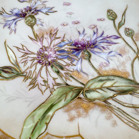 Lanternier Limoges Hand Painted Plate Thistles w AL Anchor Mark Antique 1893 - Picture 9 of 13